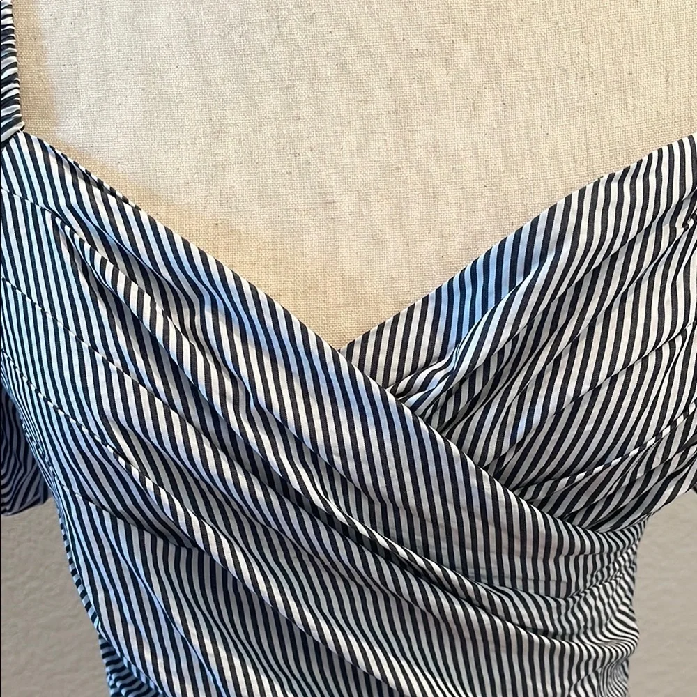 J CREW Striped Puff Sleeve Women's Top Sz Sm